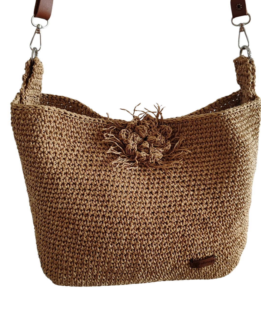 KAĞIT İP PÜSKÜL DETAYLI ÇAPRAZ ÇANTA